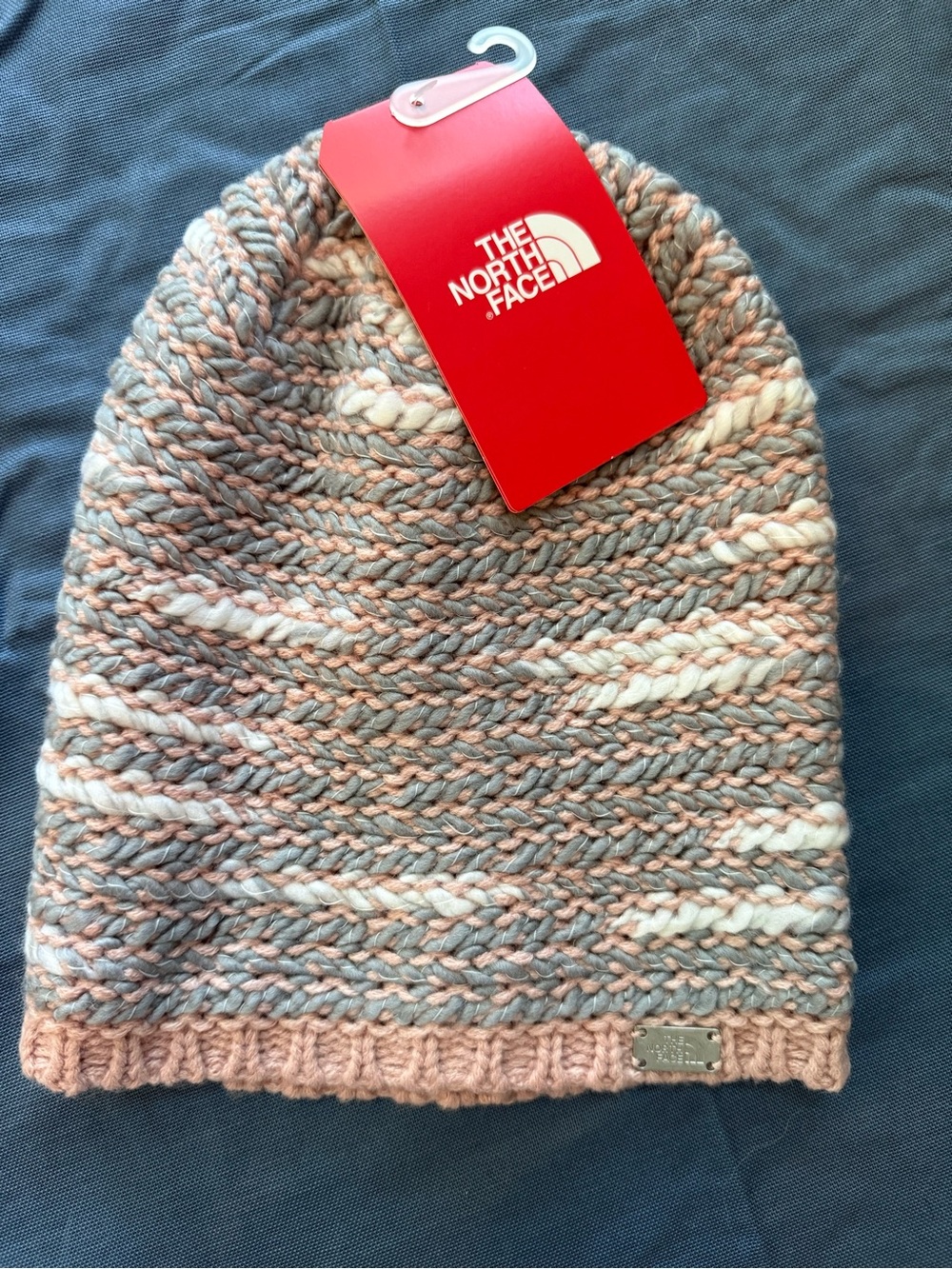 The North Face-Kaylinda Pink, Gray & Cream Knit Beanie